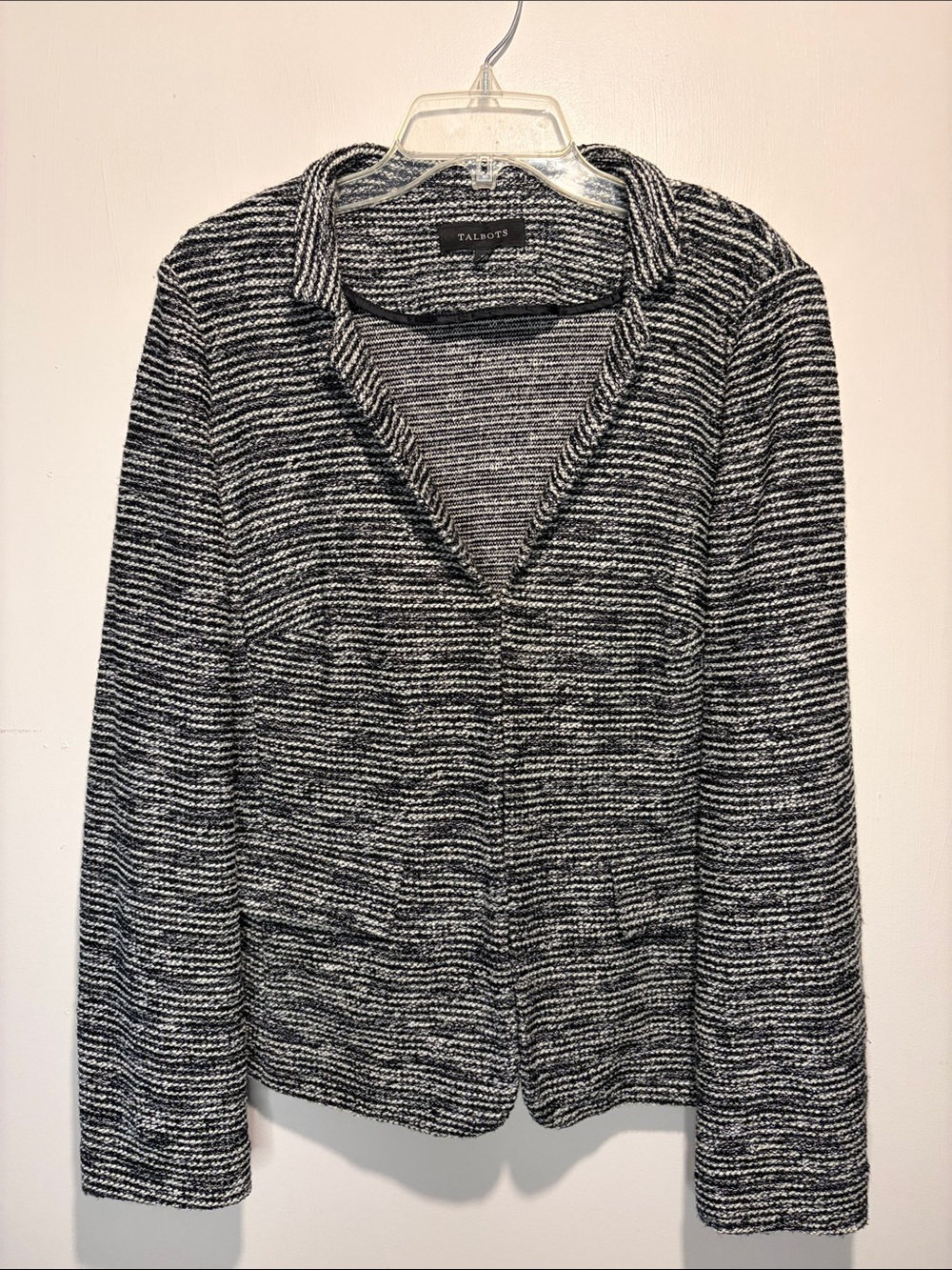 Talbots Tweed Jacket Blazer Gold Clasp Hidden Closure Classic Chic Career‎ SZ 16